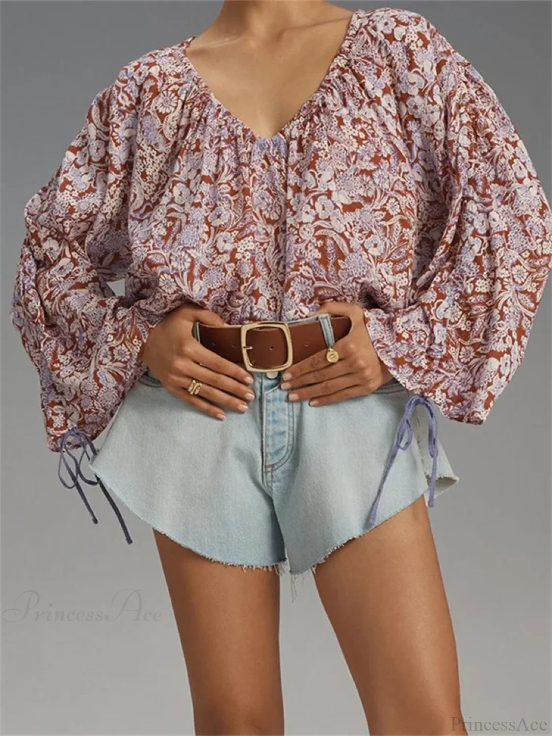 Tie-up Flare Sleeve Blouse