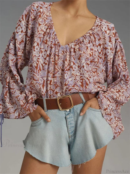 Tie-up Flare Sleeve Blouse