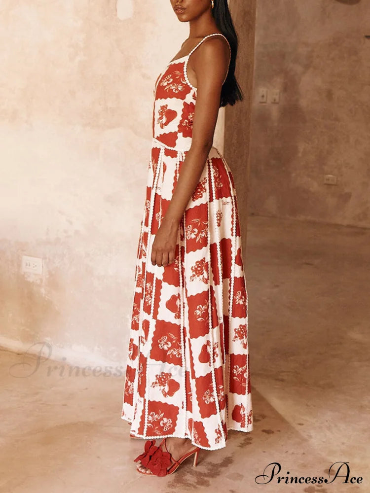 Trim Unique Printed Graceful One Shoulder Flared Maxi Dress