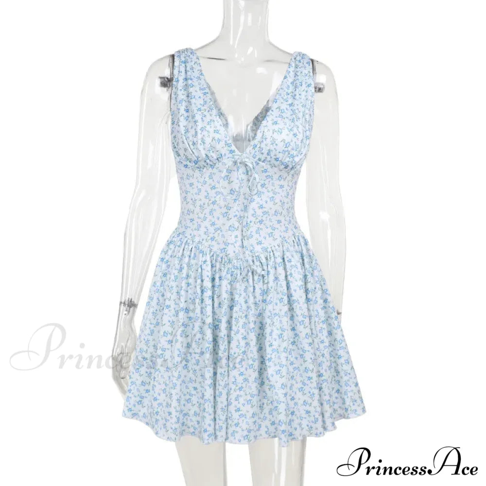 V-neck Stylish Flare Mini Dress