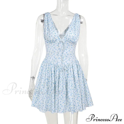 V-neck Stylish Flare Mini Dress