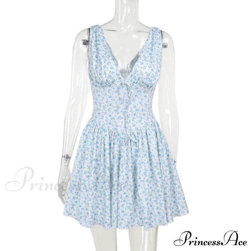 V-neck Stylish Flare Mini Dress