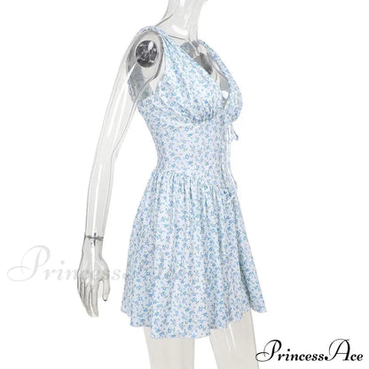 V-neck Stylish Flare Mini Dress