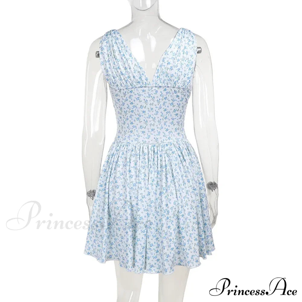 V-neck Stylish Flare Mini Dress