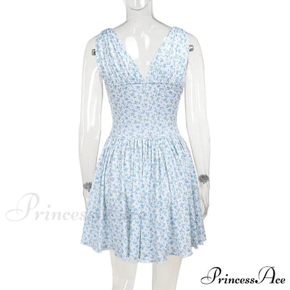 V-neck Stylish Flare Mini Dress