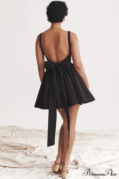 Florianne Black Stylish Bow Mini Dress