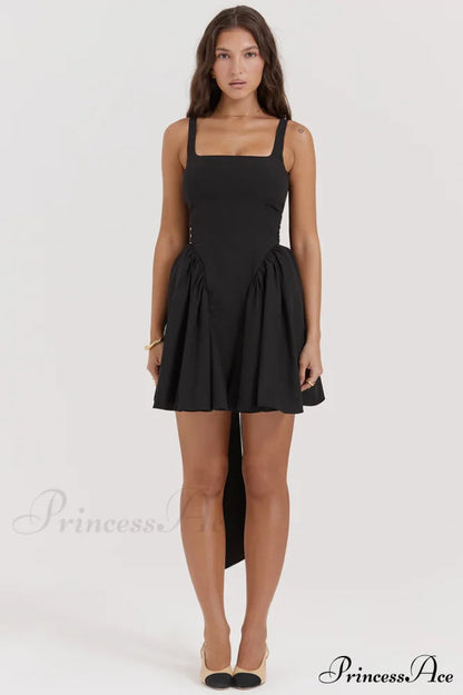 Florianne Black Stylish Bow Mini Dress