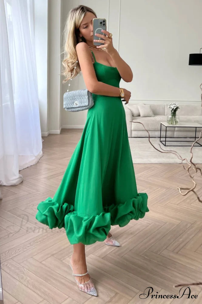 Flounce Bustier Midi Dress