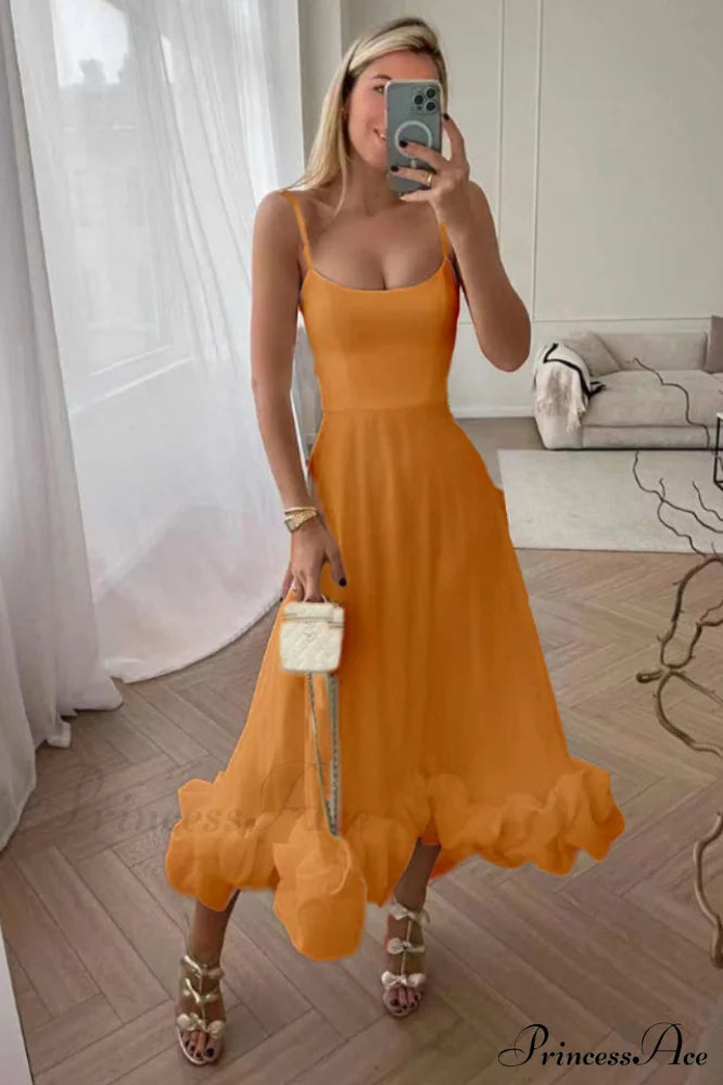 Flounce Bustier Midi Dress