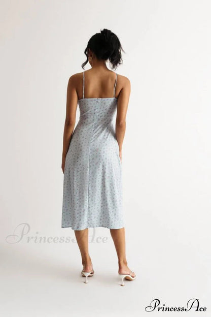 Flower Fields Slip Charming Split Midi Dress