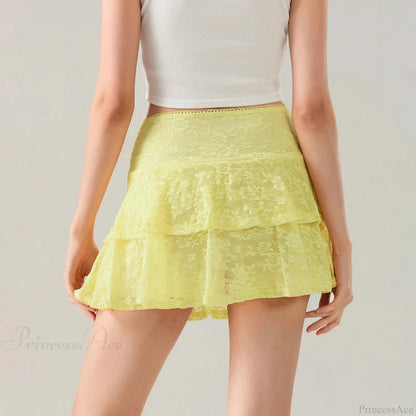 Flower Lace Layered Ruffle Skirt