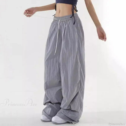 Fluorescent Drawstring Wide Leg Cargo Pant