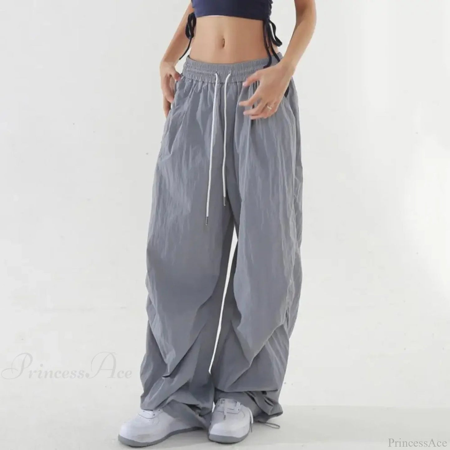 Fluorescent Drawstring Wide Leg Cargo Pant