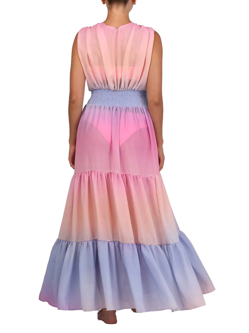 Gradient Color Bikini and Skirt