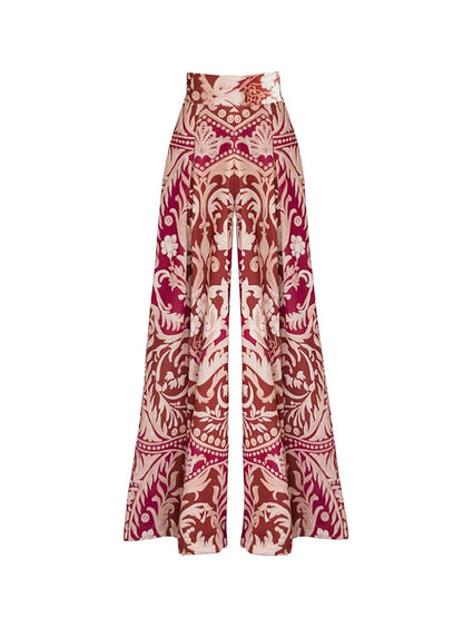 One Shoulder Ruffle Printed One Piece Swimsuit and Pant