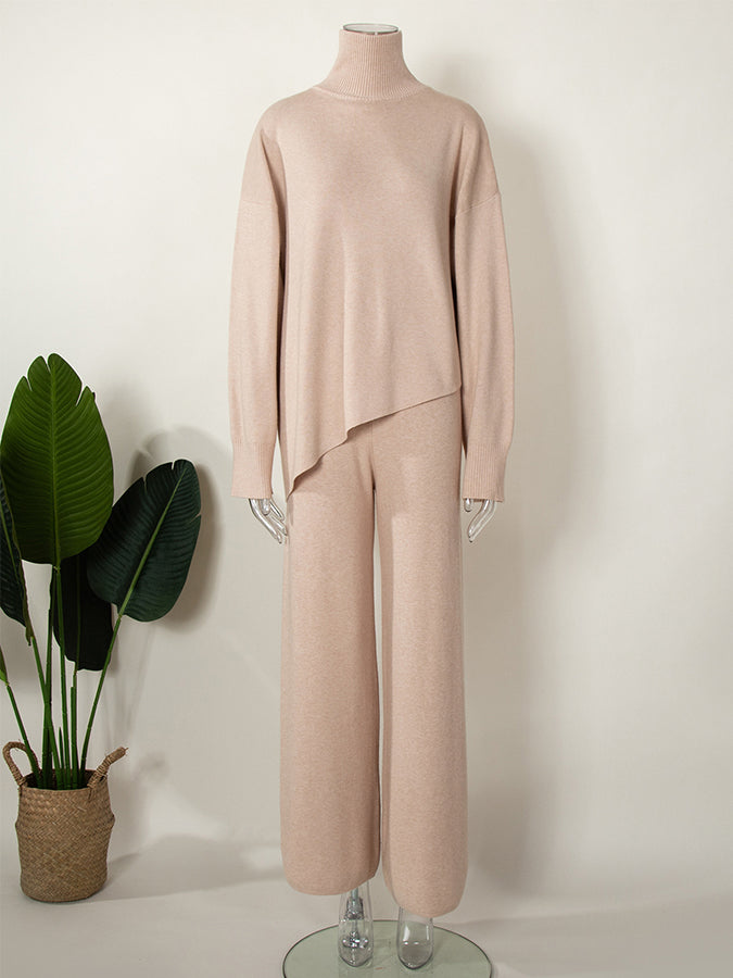 Knitted Long Sleeves Sweater and Pants Two Pieces Sets