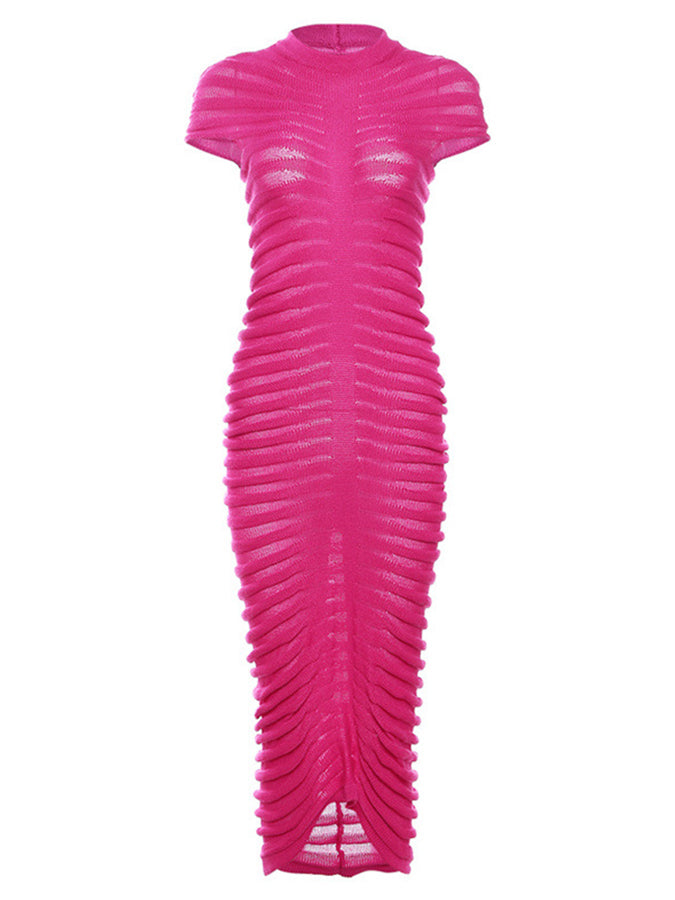 Short Sleeves Slim Knitted Maxi Dress