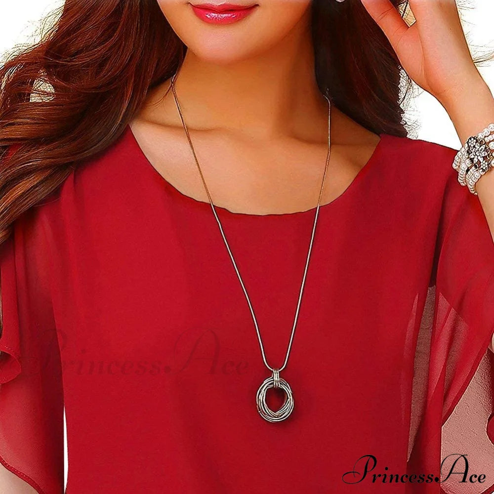 For Chiffon Blouse T-shirt Top Brief Arm