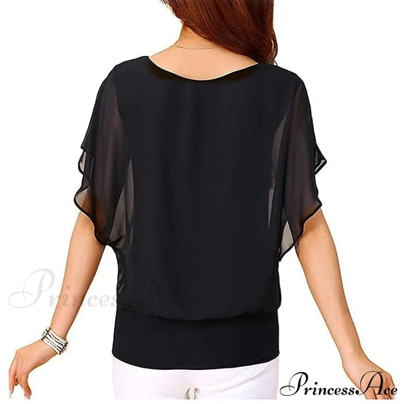 For Chiffon Blouse T-shirt Top Brief Arm
