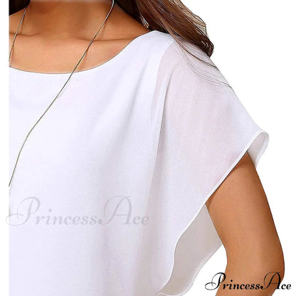 For Chiffon Blouse T-shirt Top Brief Arm