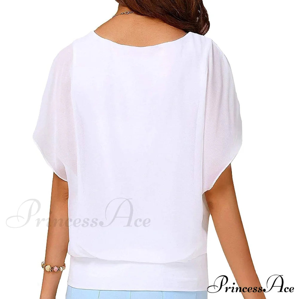 For Chiffon Blouse T-shirt Top Brief Arm