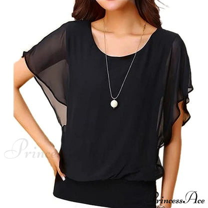 For Chiffon Blouse T-shirt Top Brief Arm