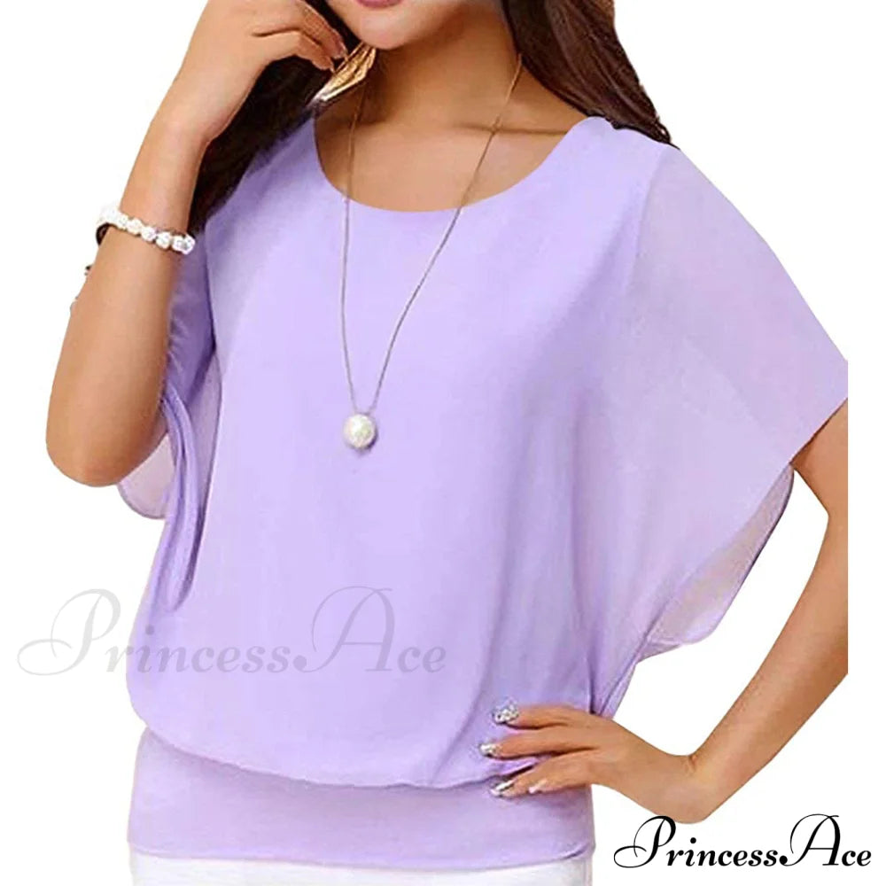 For Chiffon Blouse T-shirt Top Brief Arm