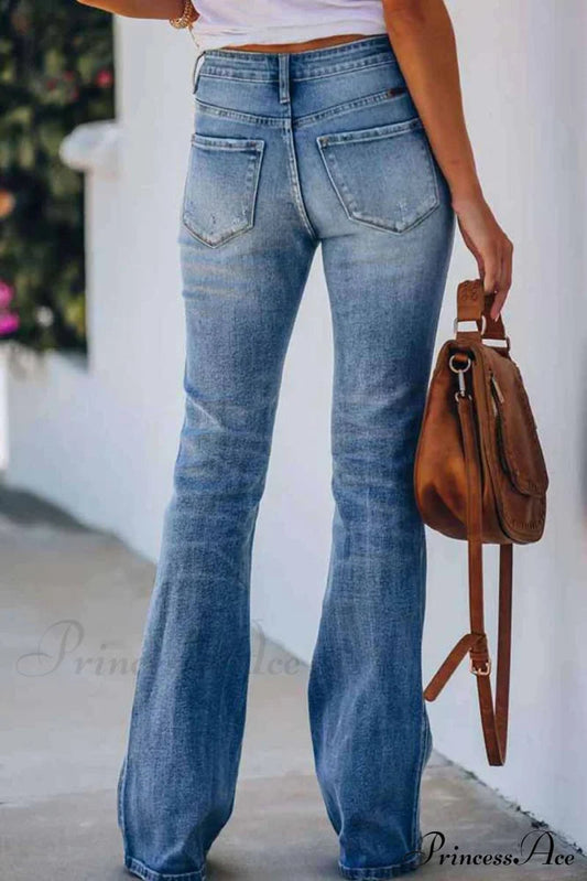 For Pants Mid Rise Denim Fitted