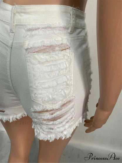 For Warm-season Waist High Denim Hole Pants Out Ripped Hollow Shorts