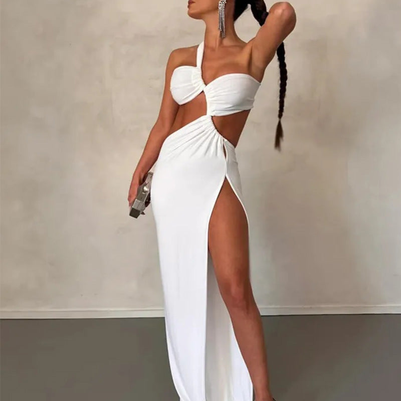 Cold Shoulder Slit Holiday Maxi Dress