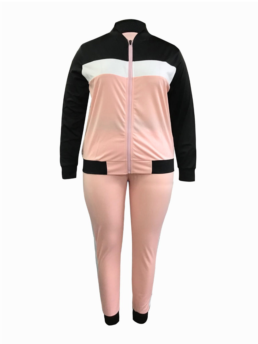 Color Lump Patchwork Pants Set At9019