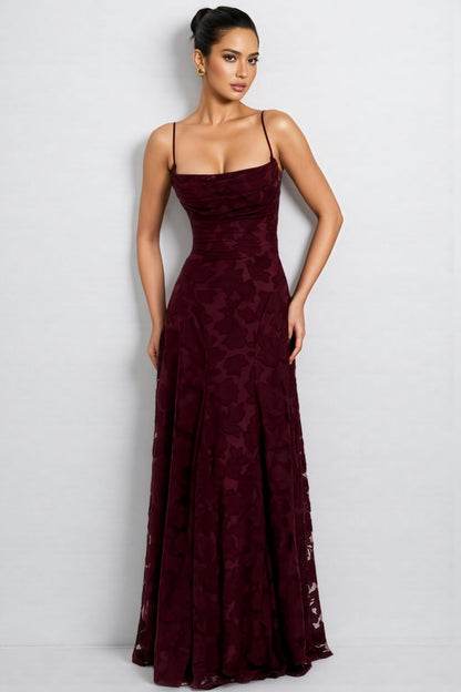 Liralk Red Strapless Mesh Maxi Dress