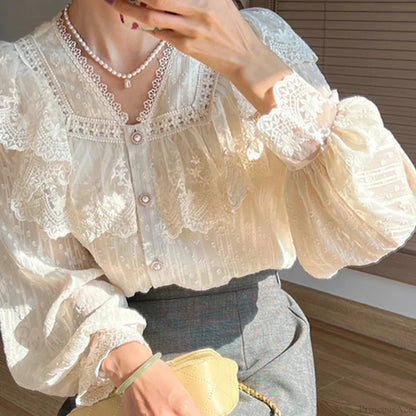French Lace Lolita Long Sleeve Blouse