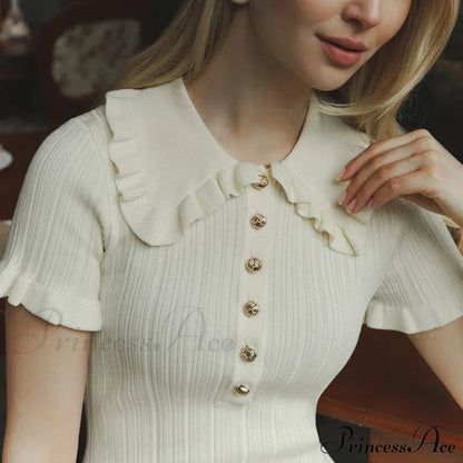 Frill Collar Short Charming Sleeve Mini Dress