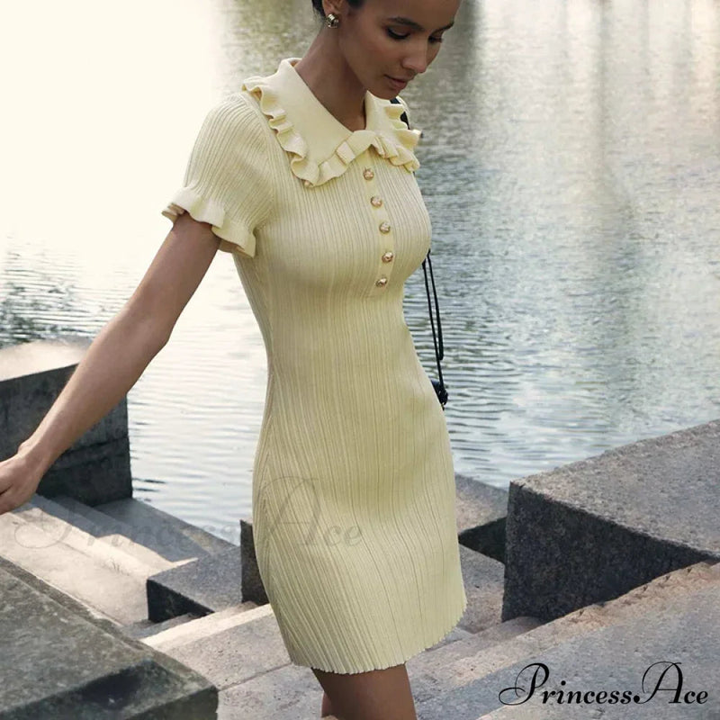 Frill Collar Short Charming Sleeve Mini Dress