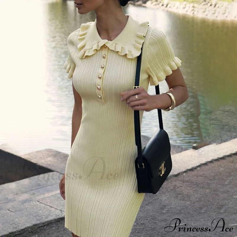 Frill Collar Short Charming Sleeve Mini Dress