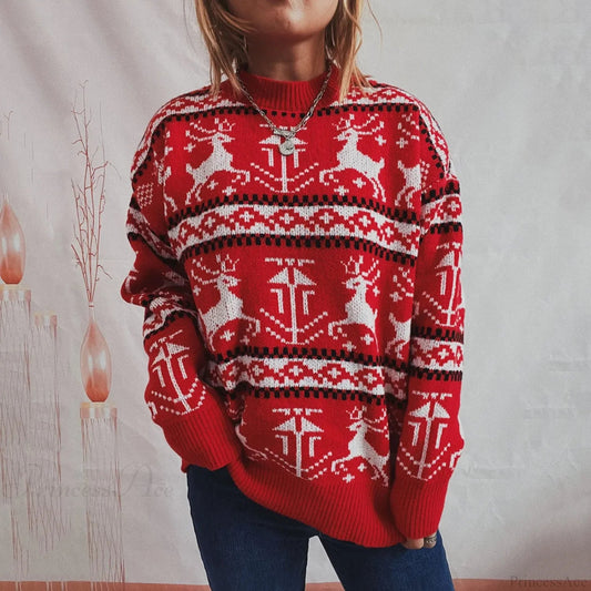 Funny Reindeer Printed Christmas Sweat ���s Christmas Sweater