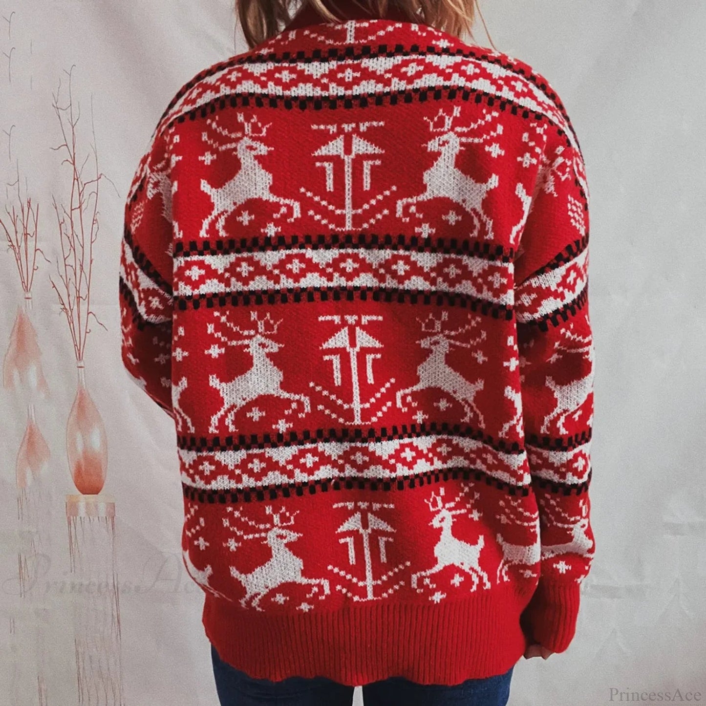 Funny Reindeer Printed Christmas Sweat ���s Christmas Sweater