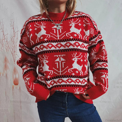 Funny Reindeer Printed Christmas Sweat ���s Christmas Sweater