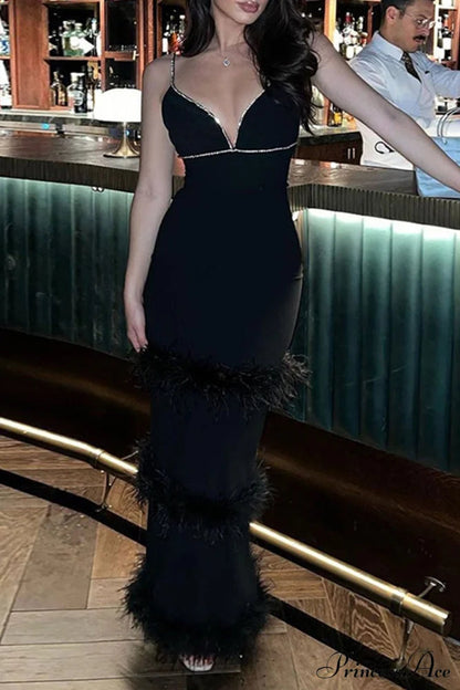 Fuzzy Tiered Cami Dress With Rhinestones