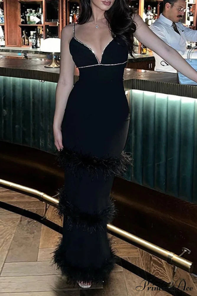 Fuzzy Tiered Cami Dress With Rhinestones