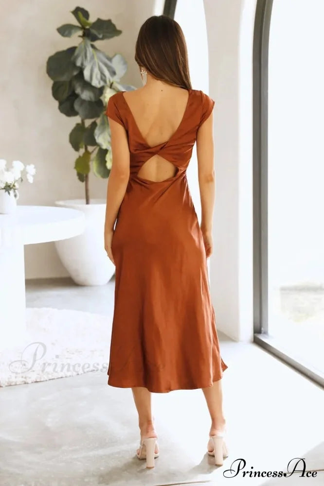 Get in Formation Charming Satin Midi Dress