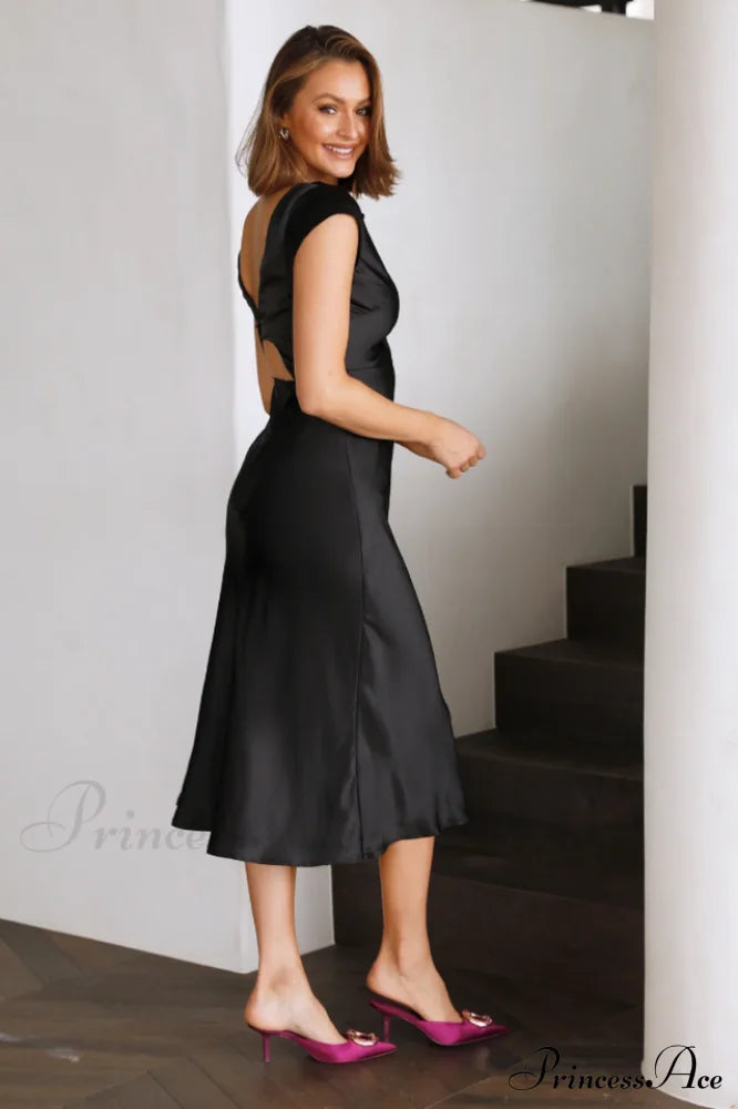Get in Formation Charming Satin Midi Dress