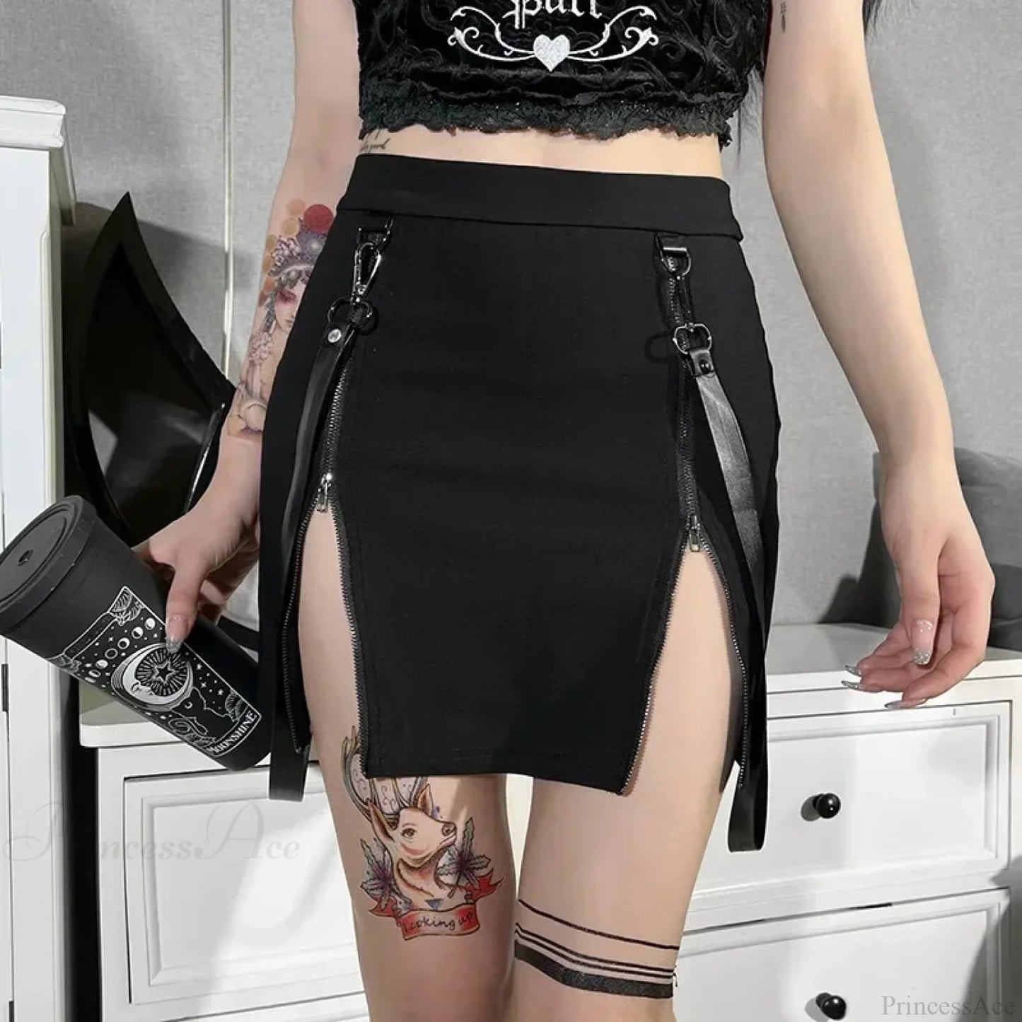 Gothic Bag Hip Split Skirt