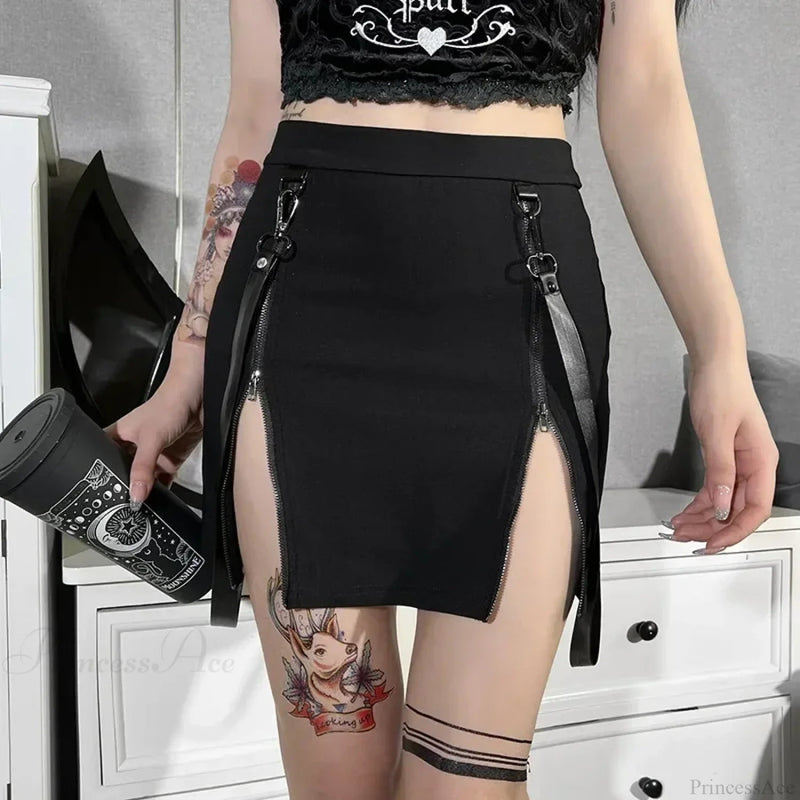 Gothic Bag Hip Split Skirt