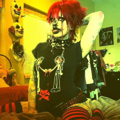 Gothic Printed Cropped T-shirt