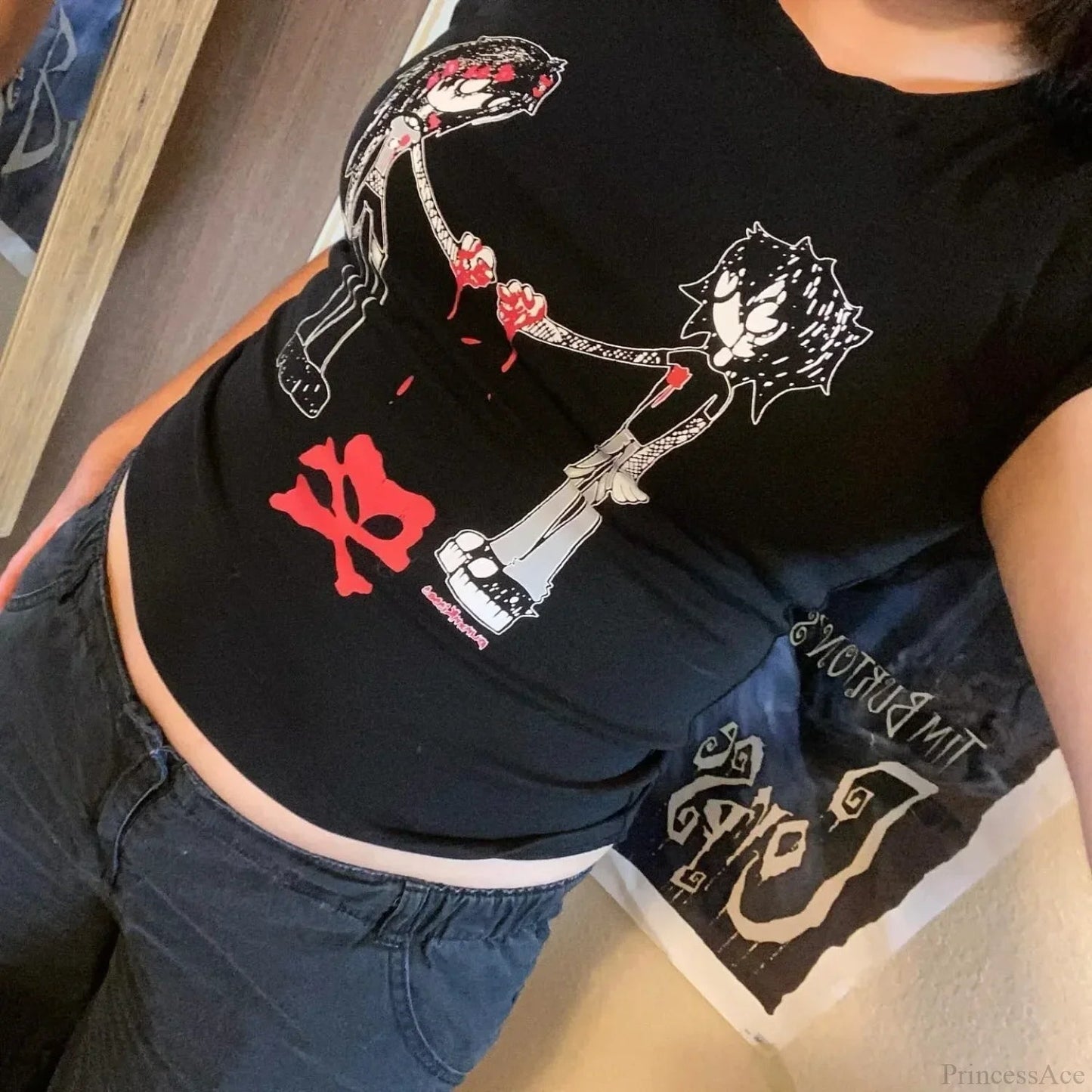 Gothic Printed Cropped T-shirt