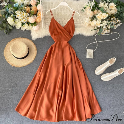 Gown Spaghetti Backless V Neck Tank Full-length Robe Party Strap Female Long Dresses Festive Warm-season Vestidos
