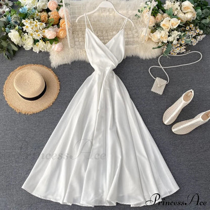 Gown Spaghetti Backless V Neck Tank Full-length Robe Party Strap Female Long Dresses Festive Warm-season Vestidos