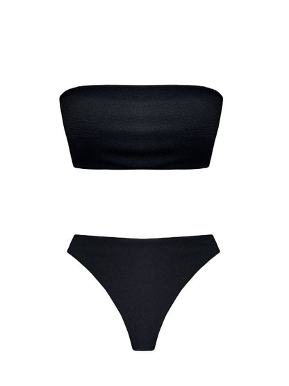 Black Laser-cut Maxi Dress Cover-up and Black Bikini